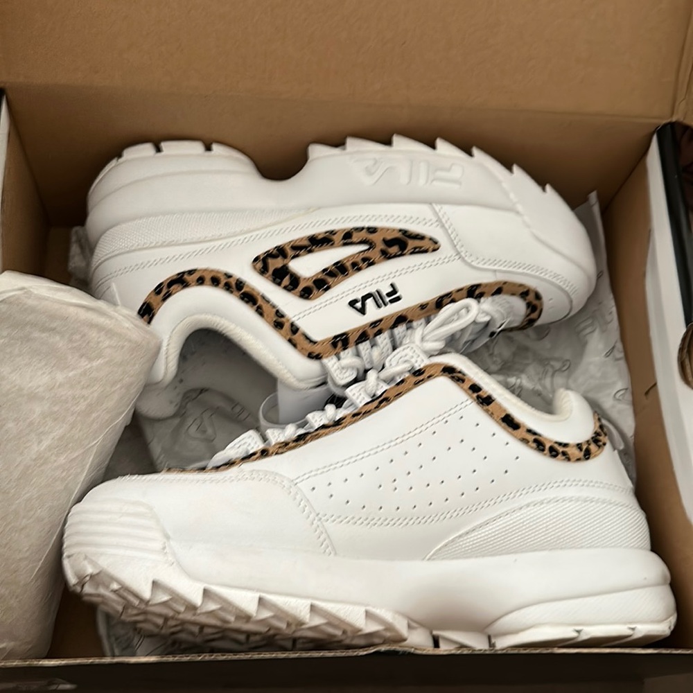White And Cheetah Fila